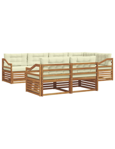 Set di divani con cuscino 7 pcs Naturale e Crema
