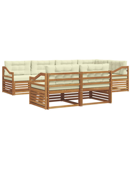 Set di divani con cuscino 7 pcs Naturale e Crema