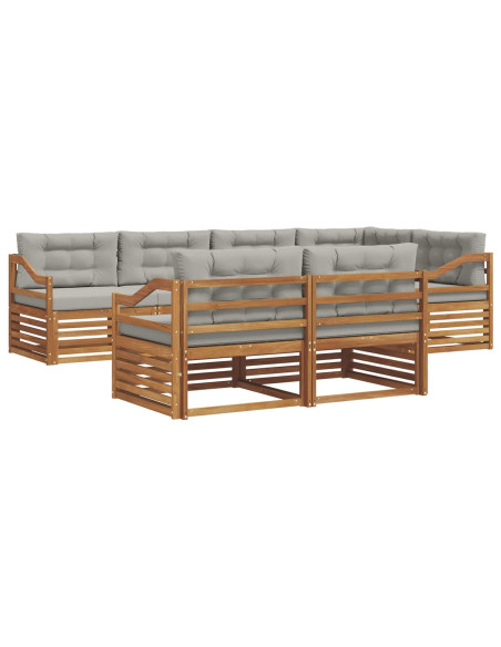 Set di divani con cuscino 22 pcs Grigio Naturale e Chiaro