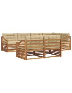 Set di divani con cuscino 7 pcs Naturale e Beige 2