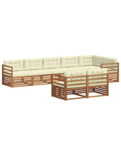 Set di divani con cuscino 8 pcs Naturale e Crema 2