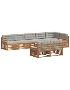 Set di divani con cuscino 25 pcs Grigio Naturale e Chiaro 2