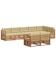 Set di divani con cuscino 8 pcs Naturale e Beige 2