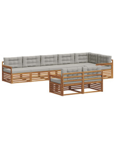 Set di divani con cuscino 25 pcs Grigio Naturale e Chiaro 2