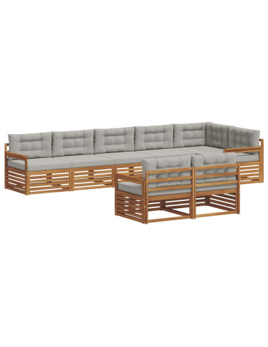 Set di divani con cuscino 25 pcs Grigio Naturale e Chiaro