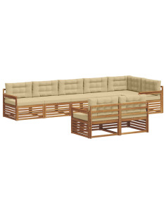 Set di divani con cuscino 8 pcs Naturale e Beige 2