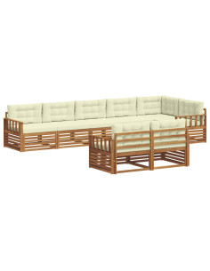 Set di divani con cuscino 8 pcs Naturale e Crema 2