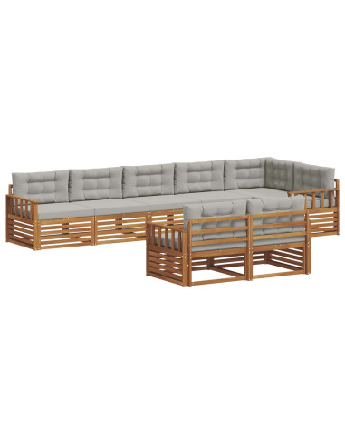 Set di divani con cuscino 25 pcs Grigio Naturale e Chiaro