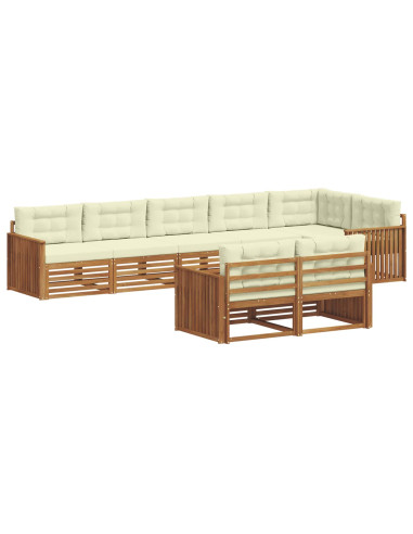 Set di divani con cuscino 8 pcs Naturale e Crema