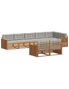 Set di divani con cuscino 25 pcs Grigio Naturale e Chiaro 2