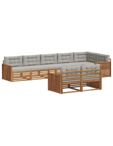 Set di divani con cuscino 25 pcs Grigio Naturale e Chiaro