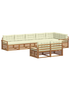 Set di divani con cuscino 8 pcs Naturale e Crema 2