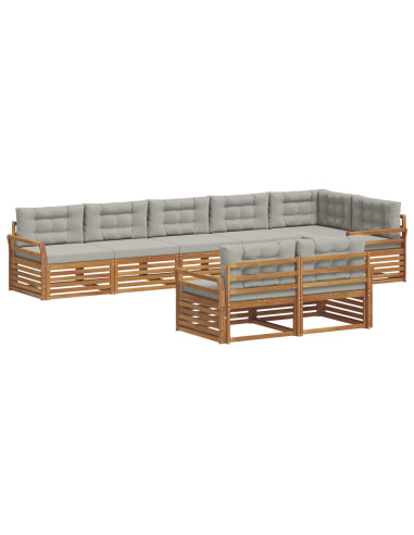 Set di divani con cuscino 25 pcs Grigio Naturale e Chiaro
