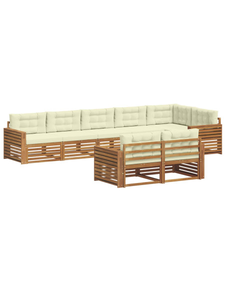 Set di divani con cuscino 8 pcs Naturale e Crema