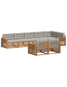 Set di divani con cuscino 25 pcs Grigio Naturale e Chiaro 2