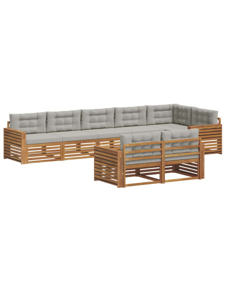 Set di divani con cuscino 25 pcs Grigio Naturale e Chiaro