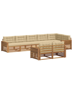 Set di divani con cuscino 8 pcs Naturale e Beige 2