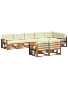 Set di divani con cuscino 8 pcs Naturale e Crema 2