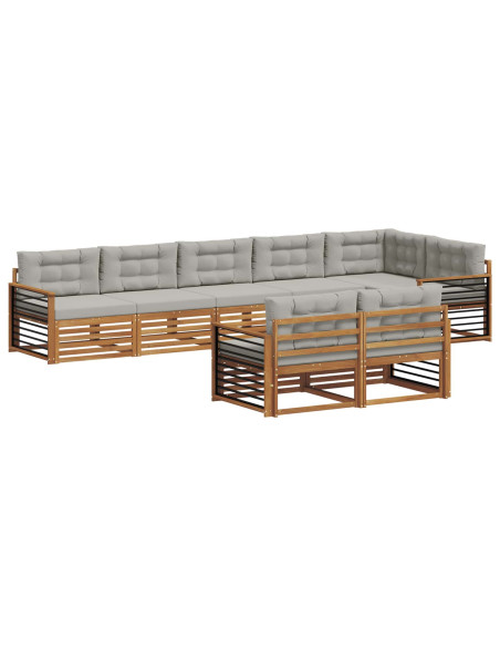 Set di divani con cuscino 25 pcs Grigio Naturale e Chiaro