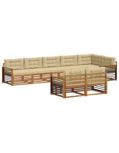 Set di divani con cuscino 8 pcs Naturale e Beige 2