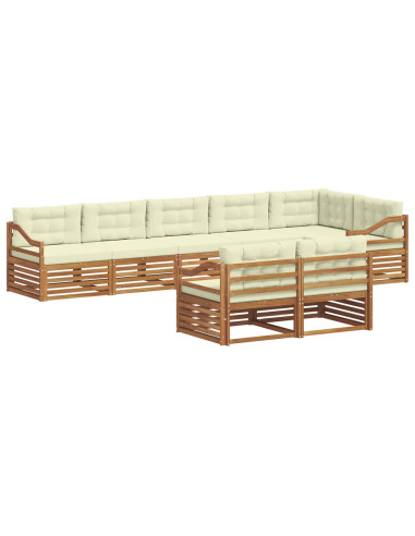 Set di divani con cuscino 8 pcs Naturale e Crema