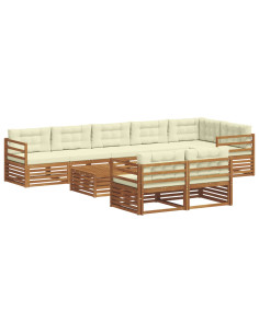 Set di divani con cuscino 9 pcs Naturale e Crema 2