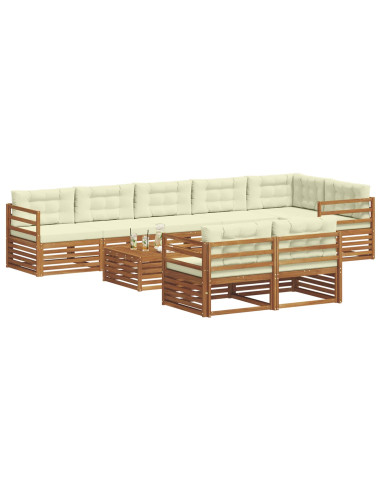 Set di divani con cuscino 9 pcs Naturale e Crema