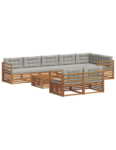 Set di divani con cuscino 26 pcs Grigio Naturale e Chiaro