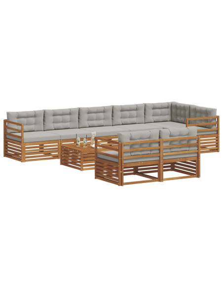 Set di divani con cuscino 26 pcs Grigio Naturale e Chiaro