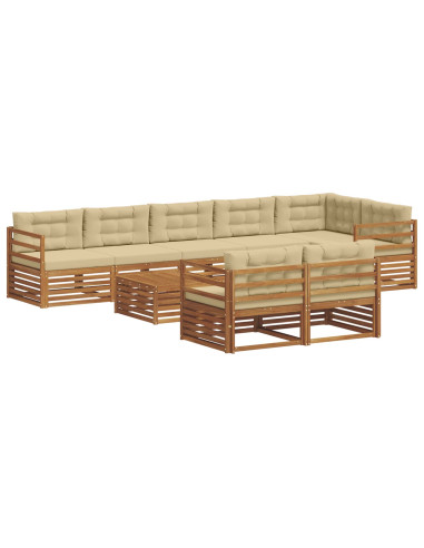 Set di divani con cuscino 9 pcs Naturale e Beige
