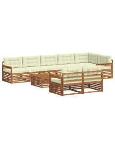 Set di divani con cuscino 9 pcs Naturale e Crema 2
