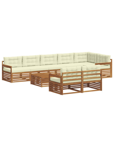 Set di divani con cuscino 9 pcs Naturale e Crema