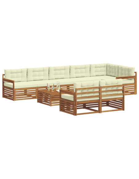 Set di divani con cuscino 9 pcs Naturale e Crema