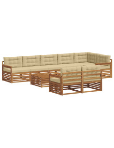 Set di divani con cuscino 9 pcs Naturale e Beige 2