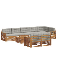 Set di divani con cuscino 26 pcs Grigio Naturale e Chiaro 2