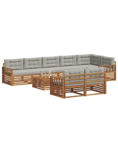 Set di divani con cuscino 26 pcs Grigio Naturale e Chiaro