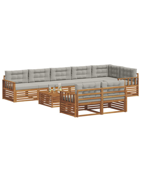 Set di divani con cuscino 26 pcs Grigio Naturale e Chiaro