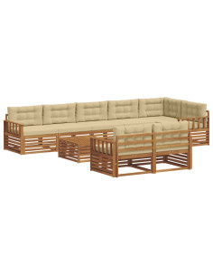 Set di divani con cuscino 9 pcs Naturale e Beige 2