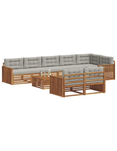 Set di divani con cuscino 26 pcs Grigio Naturale e Chiaro