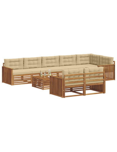 Set di divani con cuscino 9 pcs Naturale e Beige