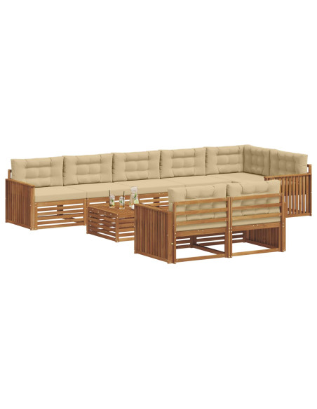 Set di divani con cuscino 9 pcs Naturale e Beige