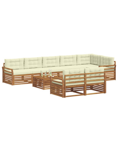 Set di divani con cuscino 9 pcs Naturale e Crema