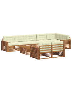 Set di divani con cuscino 9 pcs Naturale e Crema 2