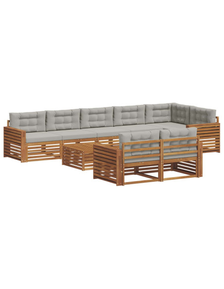 Set di divani con cuscino 26 pcs Grigio Naturale e Chiaro