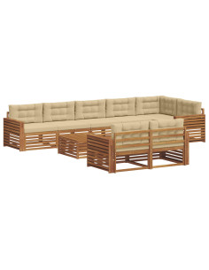 Set di divani con cuscino 9 pcs Naturale e Beige 2
