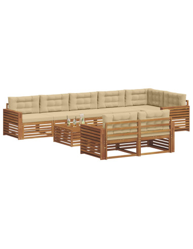 Set di divani con cuscino 9 pcs Naturale e Beige