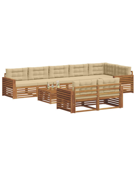 Set di divani con cuscino 9 pcs Naturale e Beige
