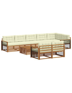 Set di divani con cuscino 9 pcs Naturale e Crema 2