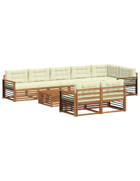 Set di divani con cuscino 9 pcs Naturale e Crema