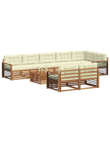 Set di divani con cuscino 9 pcs Naturale e Crema
